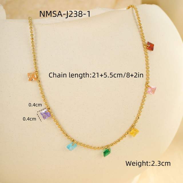 Sweet colorful diamond stainless steel anklet