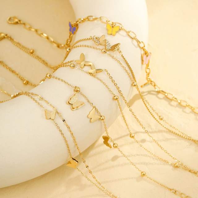 Holiday butterfly series stainless steel anklet