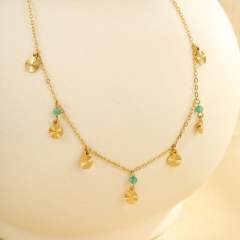 New design colorful bead round piece charm stainless steel anklet