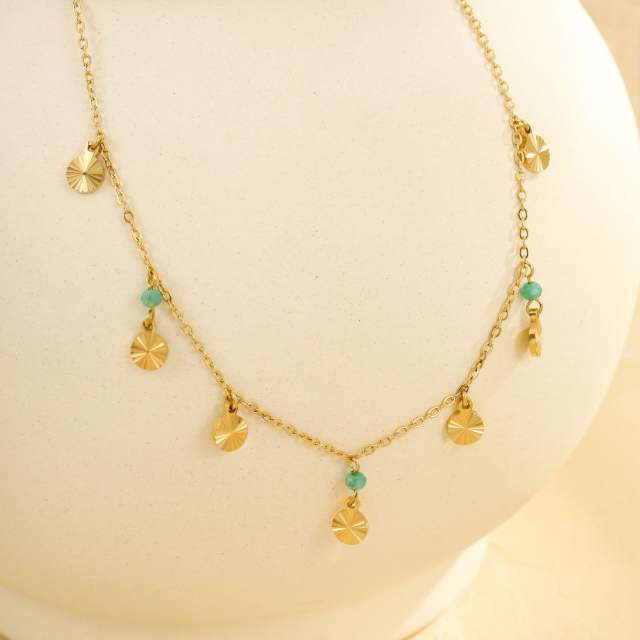 New design colorful bead round piece charm stainless steel anklet