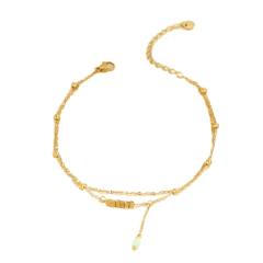 Summer colorful natural stone charm stainless steel anklet