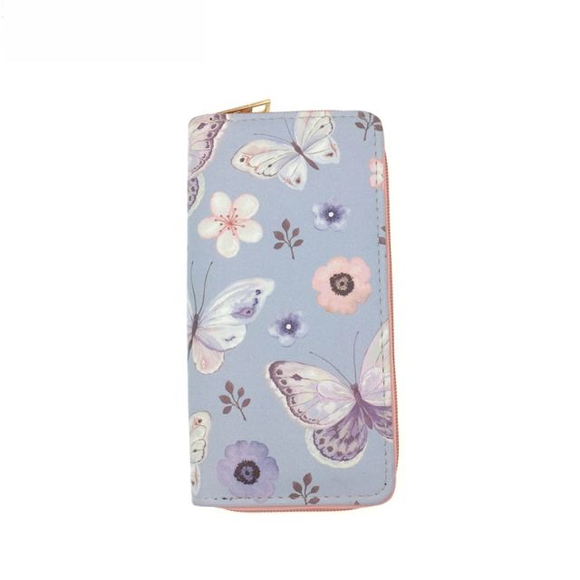 Korean fashion butterfly flower PU wallet coin purse