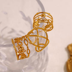 INS boho hollow out gold color stainless steel rings collection