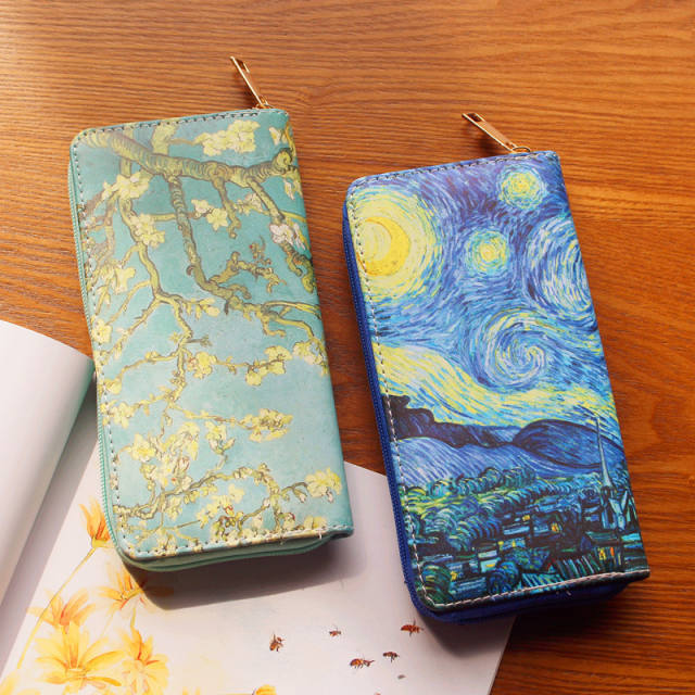 Women's Wallet Sunflower Printed Single Zipper Wallet Coin Purse Card Bag