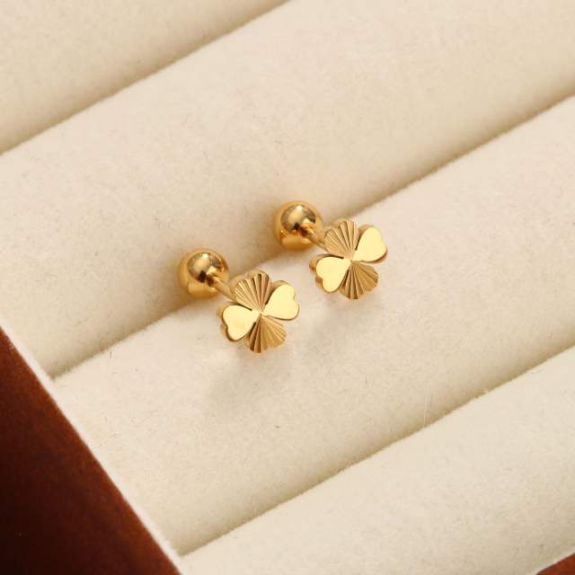 Classic clover stainless steel earrings piercing studs earrings