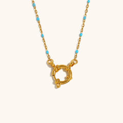 Dainty enamel tiny bead chain stainless steel necklace DIY pendant necklace