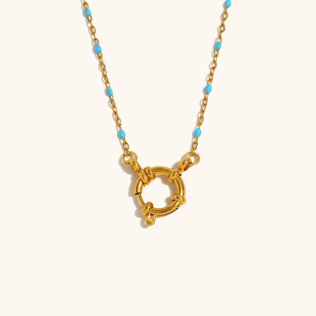 Dainty enamel tiny bead chain stainless steel necklace DIY pendant necklace