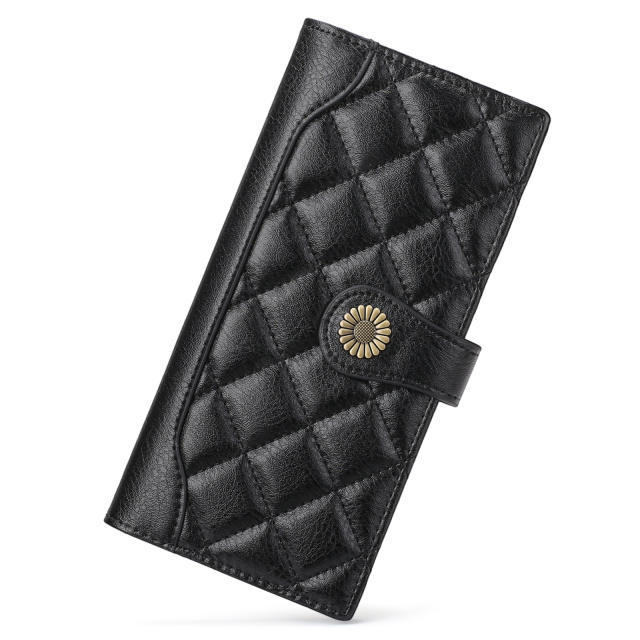 Chanel Style qulited pattern Long Women's Wallet 2025 New Embroidered Multifunctional Wallet Sunflower Clutch