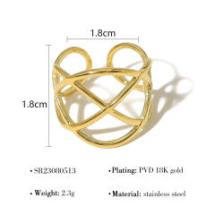 INS boho hollow out gold color stainless steel rings collection
