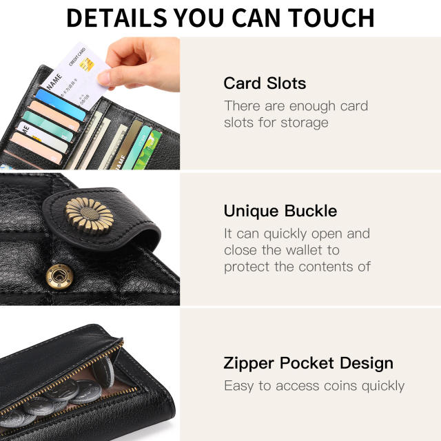 Chanel Style qulited pattern Long Women's Wallet 2025 New Embroidered Multifunctional Wallet Sunflower Clutch