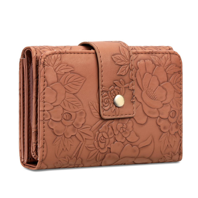 New Short Wallet Short Fashion Carved Women's Clutch Large Capacity Three-fold Storage Bag Wallet