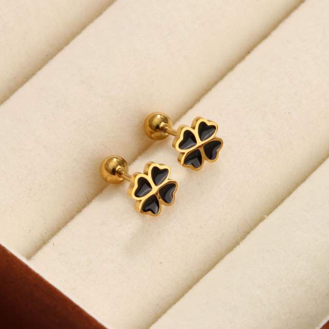 Classic clover stainless steel earrings piercing studs earrings