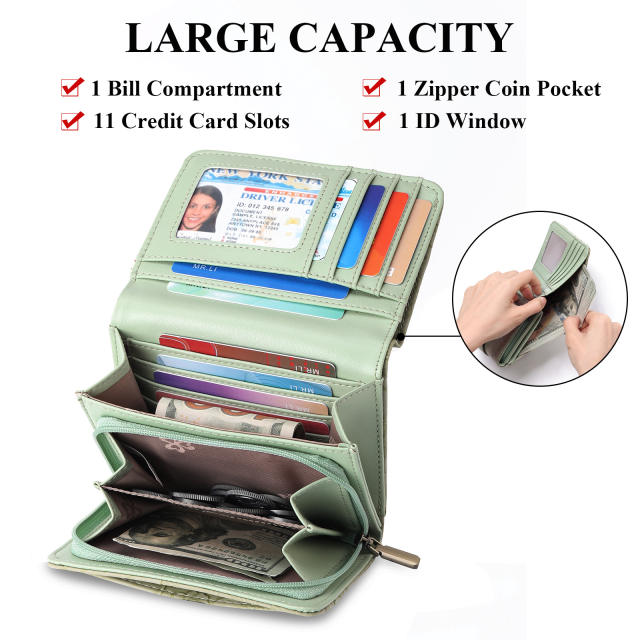 New Short Wallet Short Fashion Carved Women's Clutch Large Capacity Three-fold Storage Bag Wallet