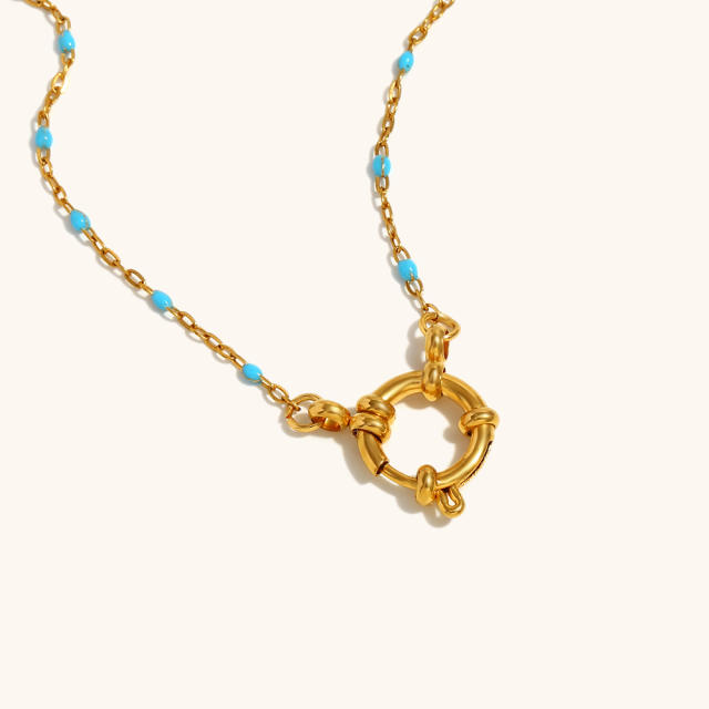 Dainty enamel tiny bead chain stainless steel necklace DIY pendant necklace