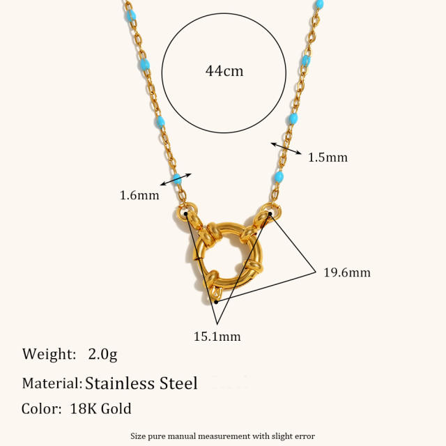 Dainty enamel tiny bead chain stainless steel necklace DIY pendant necklace