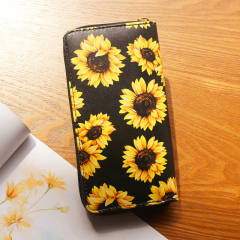 Women's Wallet Sunflower Printed Single Zipper Wallet Coin Purse Card Bag