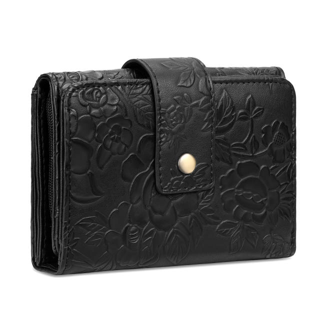New Short Wallet Short Fashion Carved Women's Clutch Large Capacity Three-fold Storage Bag Wallet