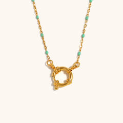 Dainty enamel tiny bead chain stainless steel necklace DIY pendant necklace