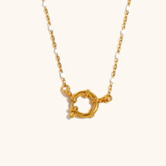 Dainty enamel tiny bead chain stainless steel necklace DIY pendant necklace