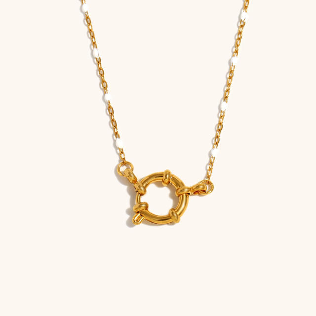 Dainty enamel tiny bead chain stainless steel necklace DIY pendant necklace