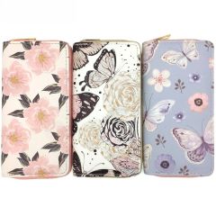 Korean fashion butterfly flower PU wallet coin purse