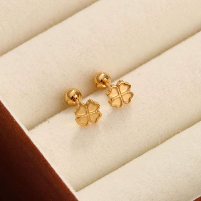 Classic clover stainless steel earrings piercing studs earrings