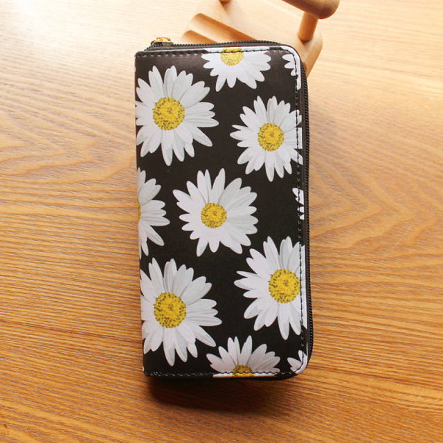 Women's Wallet Sunflower Printed Single Zipper Wallet Coin Purse Card Bag