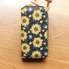 Women's Wallet Sunflower Printed Single Zipper Wallet Coin Purse Card Bag