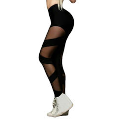 New mesh stitching sports pants sexy perspective mesh yoga pants leggings