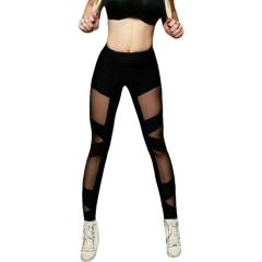 New mesh stitching sports pants sexy perspective mesh yoga pants leggings