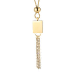 Fashion stainless steel square round beads long necklace