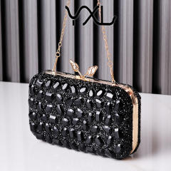 Delicate colorful glass crystal statement evening bag clutch bag