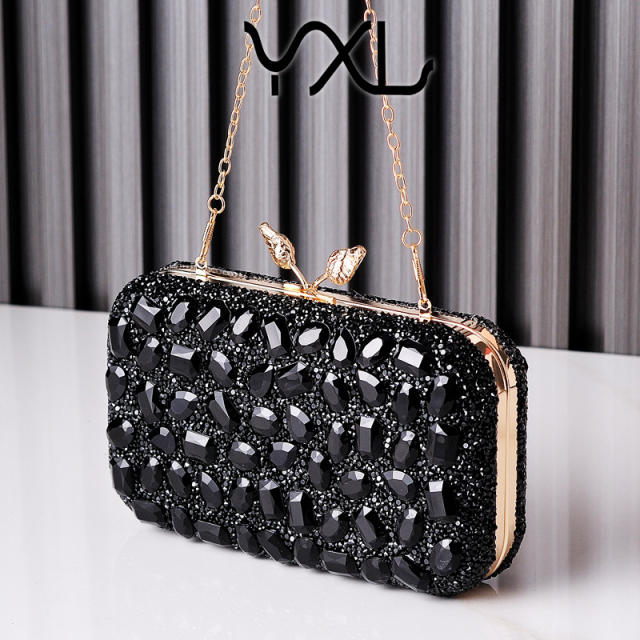 Delicate colorful glass crystal statement evening bag clutch bag