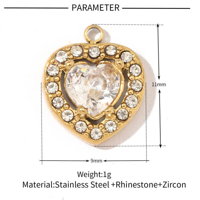 DIY jewelry accessory stainless steel diamond charms for bracelet necklace 3pcs price