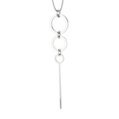 Simple hollow circle long necklace titanium steel sweater chain stainless steel necklace