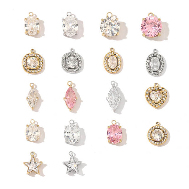 DIY jewelry accessory stainless steel diamond charms for bracelet necklace 3pcs price