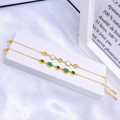 White green five petal flower stainless steel bracelet