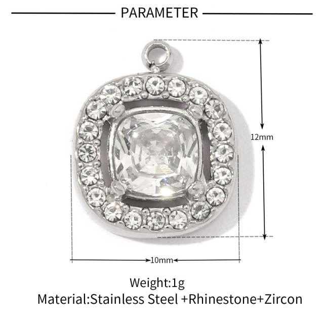 DIY jewelry accessory stainless steel diamond charms for bracelet necklace 3pcs price