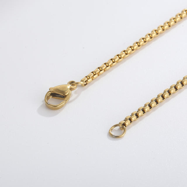 Fashion stainless steel square round beads long necklace