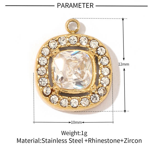DIY jewelry accessory stainless steel diamond charms for bracelet necklace 3pcs price