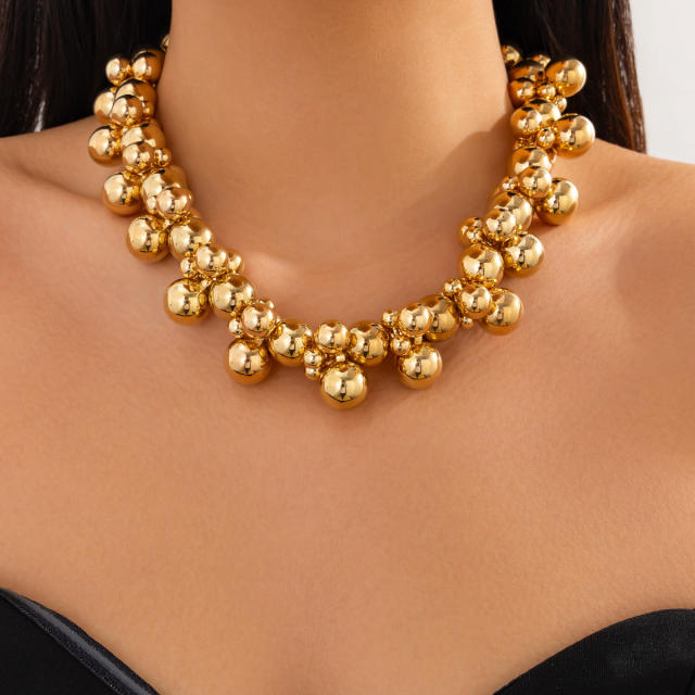 Baroque Imitation Pearl Necklace irregular ball bead choker necklace