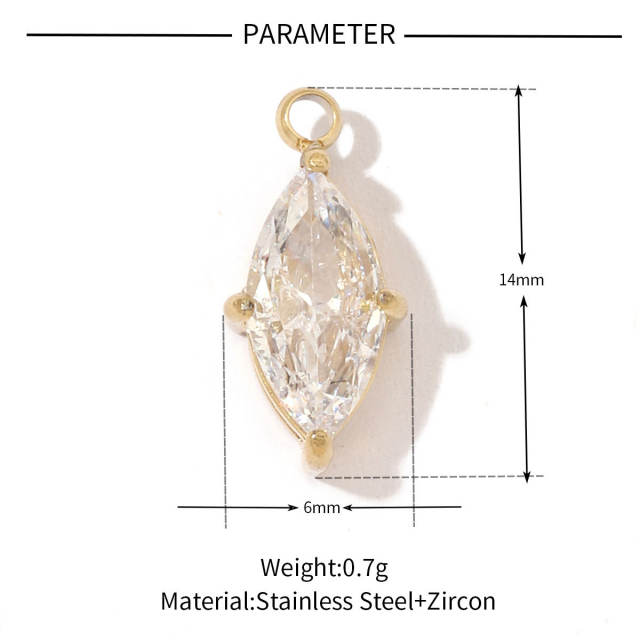DIY jewelry accessory stainless steel diamond charms for bracelet necklace 3pcs price