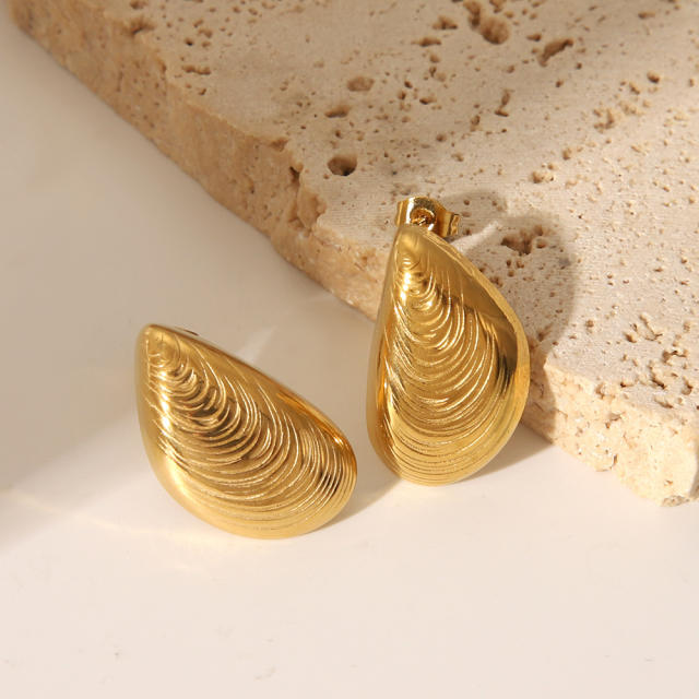 Unique conch shape summer big stainless steel earrings studs earrings