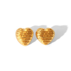 Unique striped heart stainless steel studs earrings