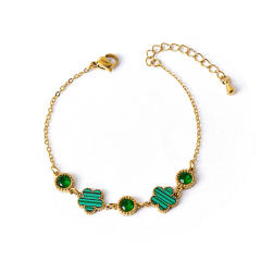 White green five petal flower stainless steel bracelet