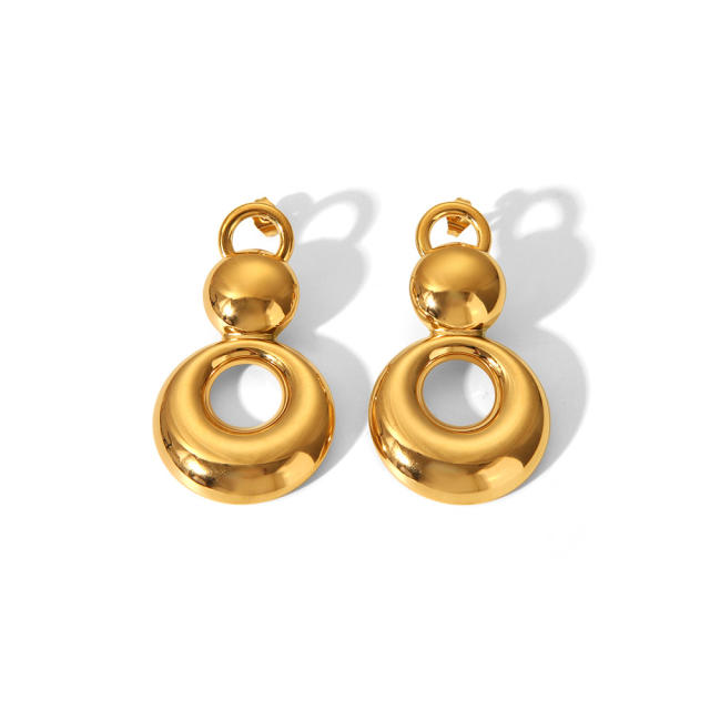 Chunky geometric circle dangle earring stainless steel earrings