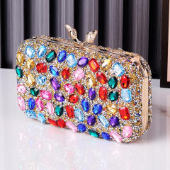 Delicate colorful glass crystal statement evening bag clutch bag