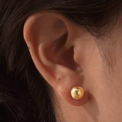 Simple frosted smooth ball bead stainless steel studs earrings 8mm