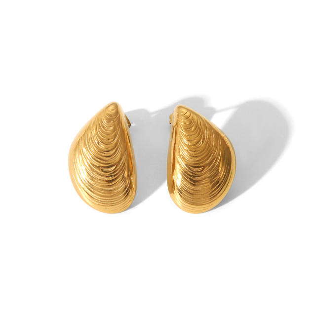 Unique conch shape summer big stainless steel earrings studs earrings