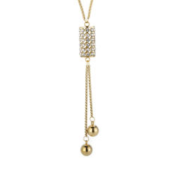 Simple stainless steel gold steel ball necklace fashionable elegant cylindrical long diamond necklace